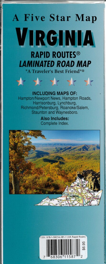 Virginia : Rapid Routes : laminated road map