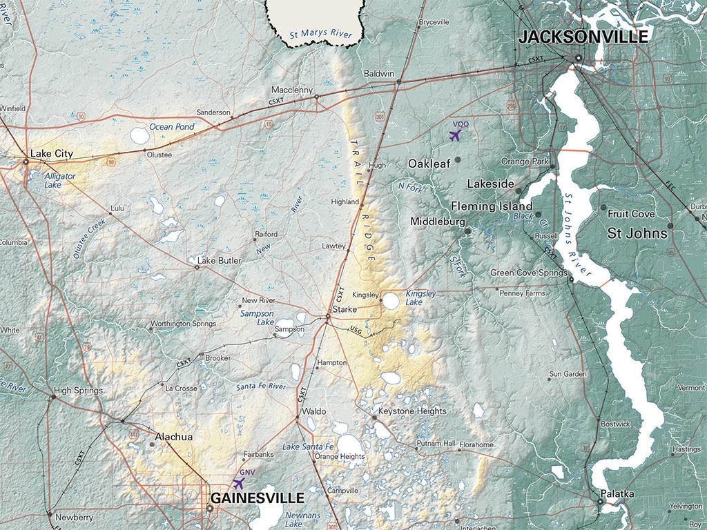 Florida Elevation Tints Fine Art Print Map