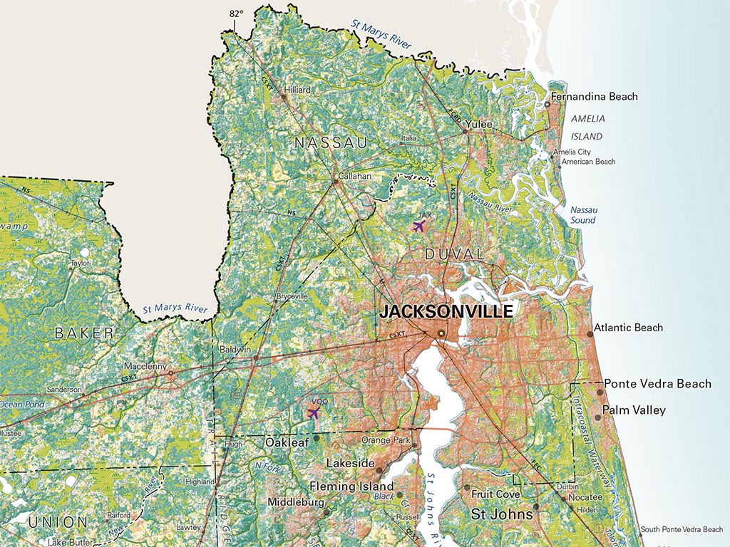 Florida Land Cover Fine Art Print Map