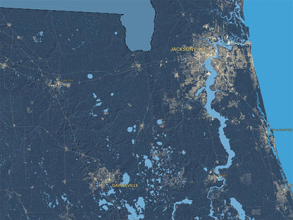 Florida at Night Fine Art Print Map