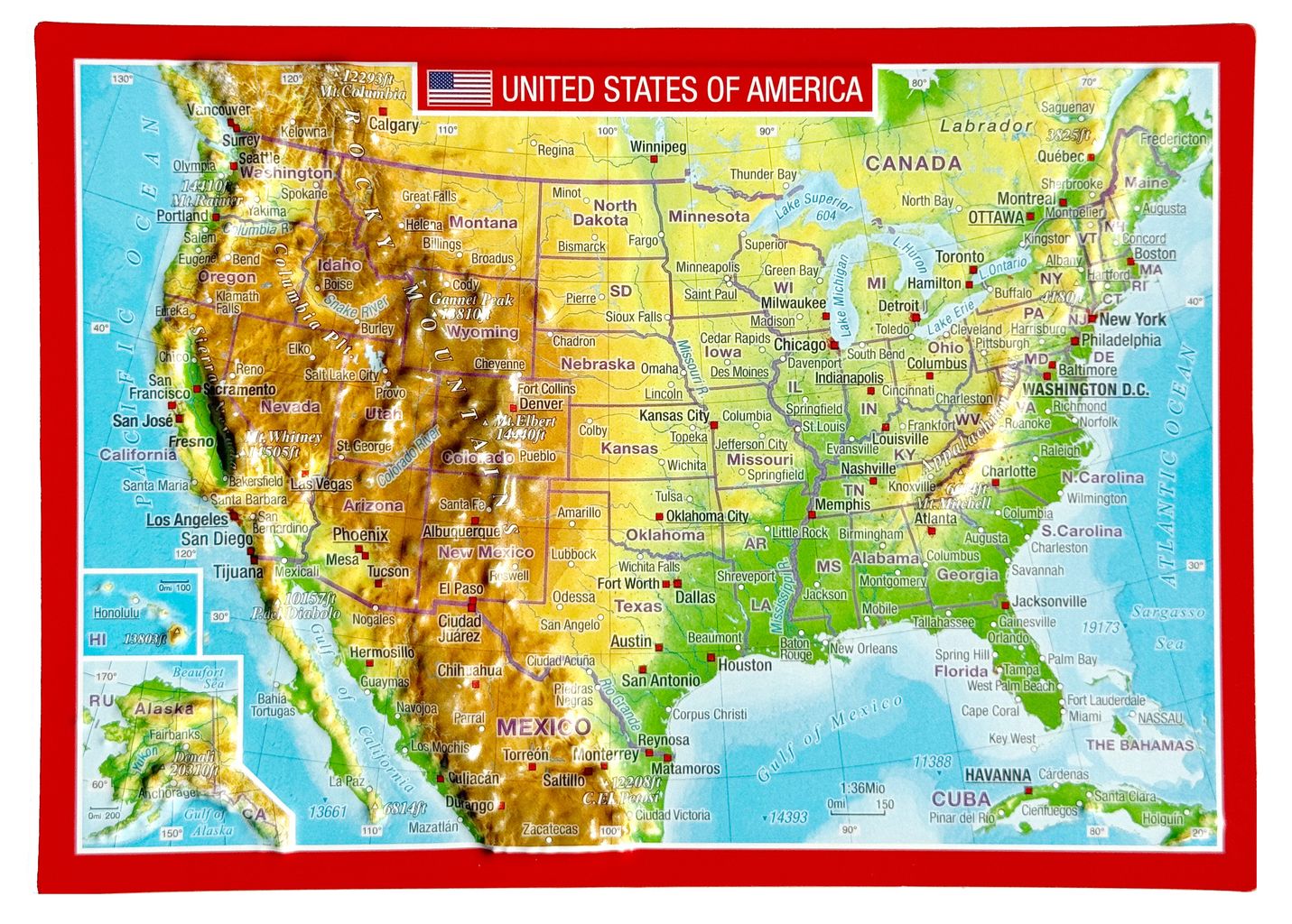 United States Raised Relief 3D Postcard - East View