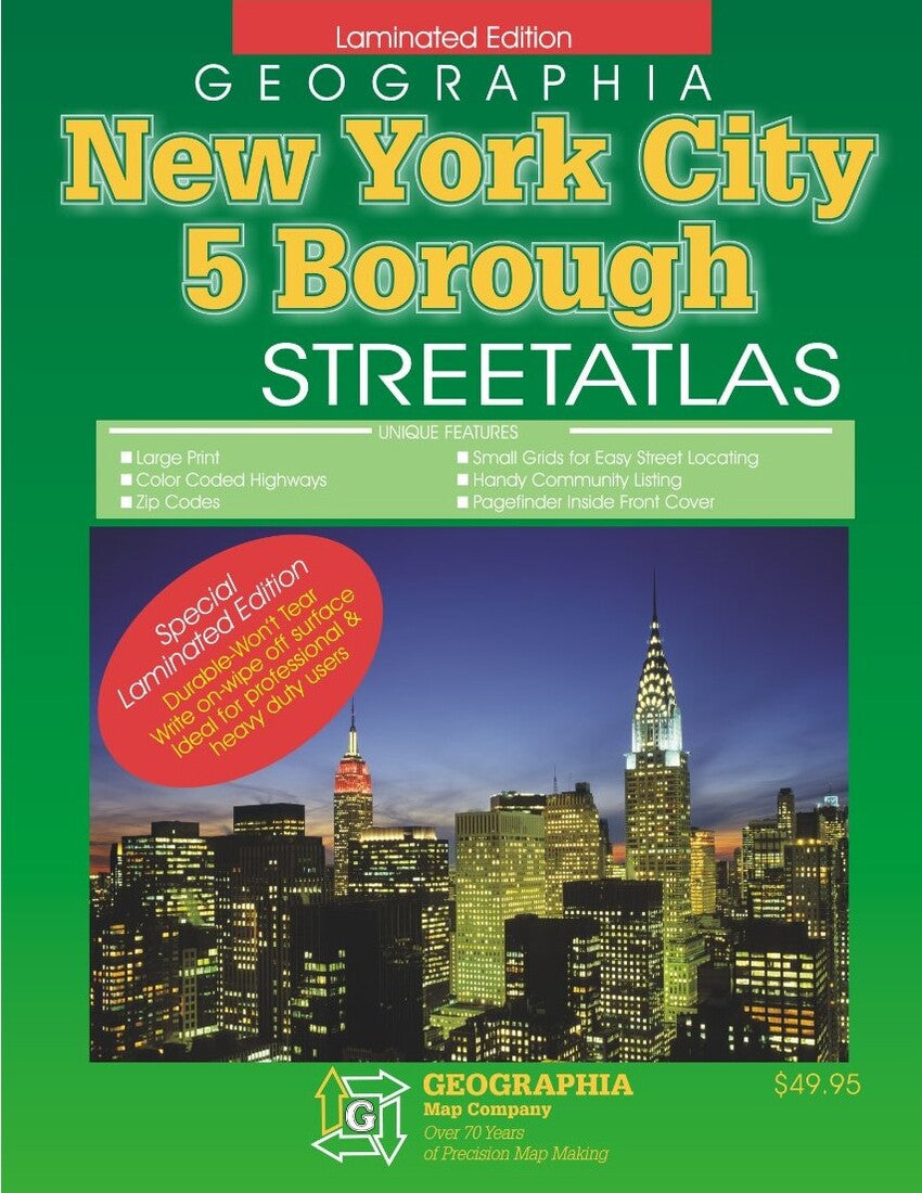 New York City, NY Laminated Atlas