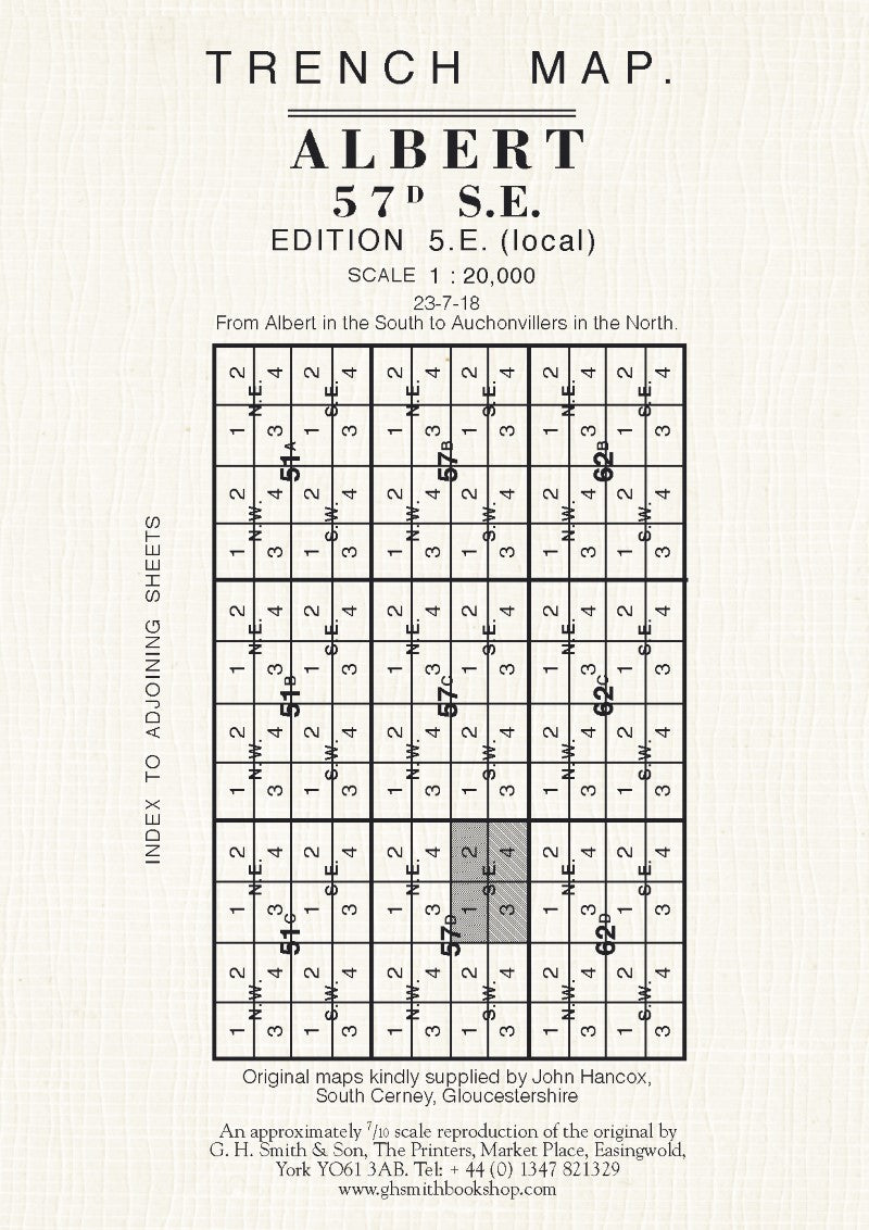 WWI: Albert (France) 57D SE Trench Map