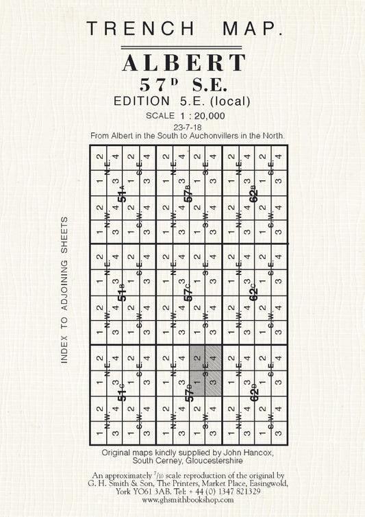 WWI: Albert (France) 57D SE Trench Map