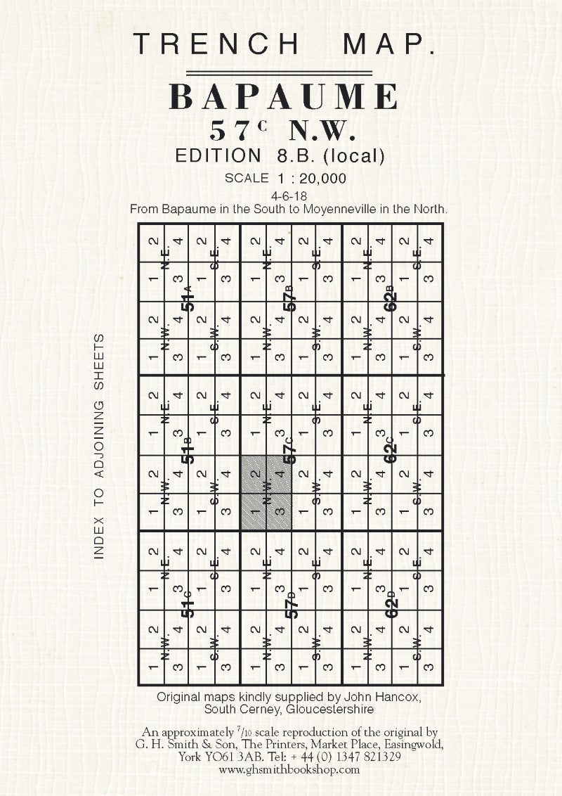 WWI: Bapaume (France) 57C NW Trench Map