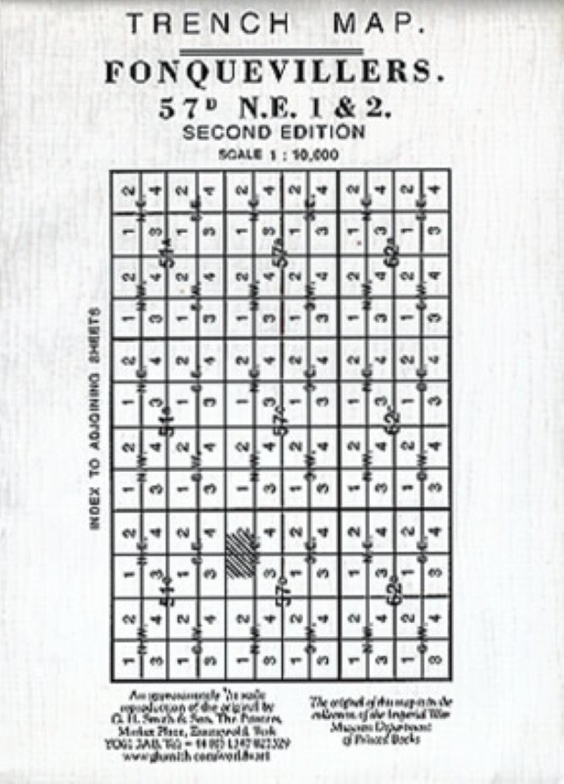 WWI: Fonquevillers 57D NE 1 and 2 (France) Trench Map