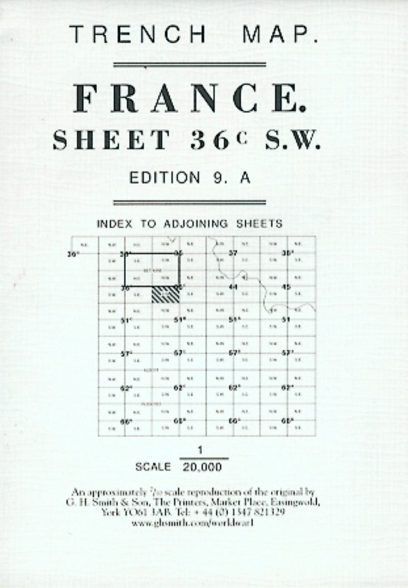 WWI France 36C SW Lens - Maroc - Souchez - Vimy Trench Map