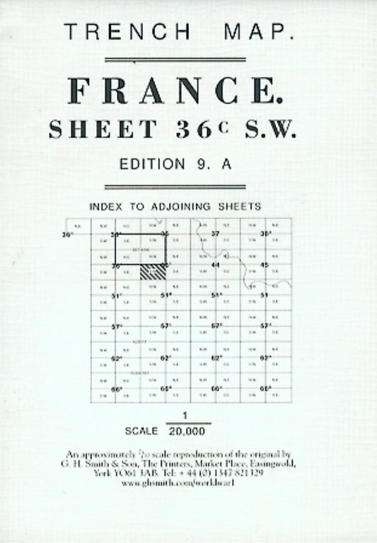 WWI France 36C SW Lens - Maroc - Souchez - Vimy Trench Map