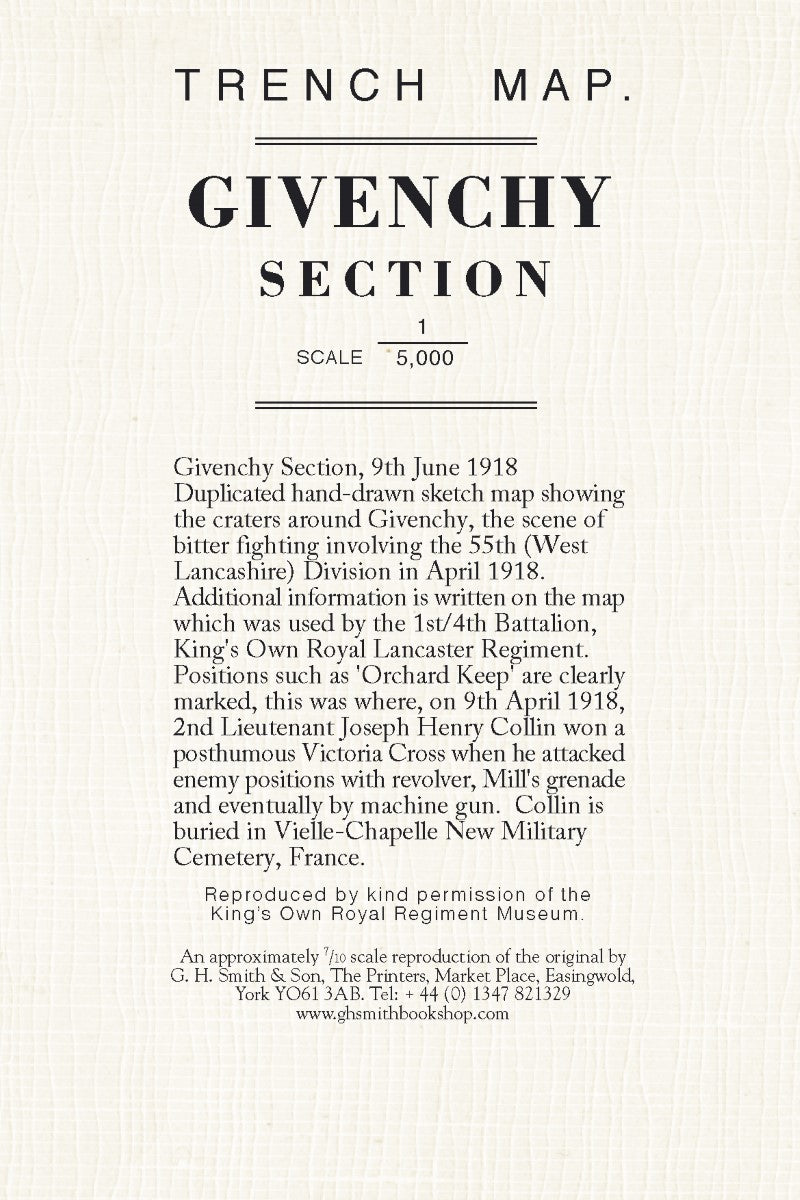 WWI: Givenchy Section (France) Trench Map