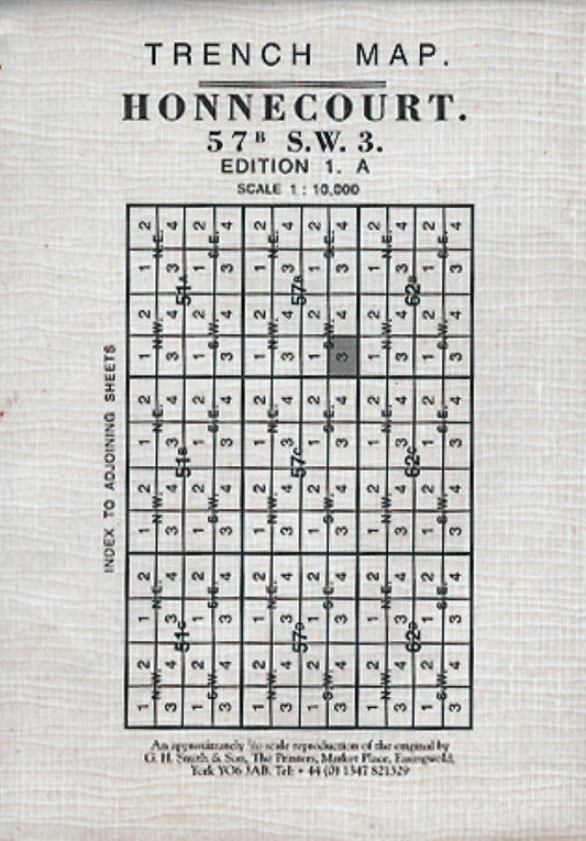 WWI: Honnecourt (France) 57B SW 3 Trench Map