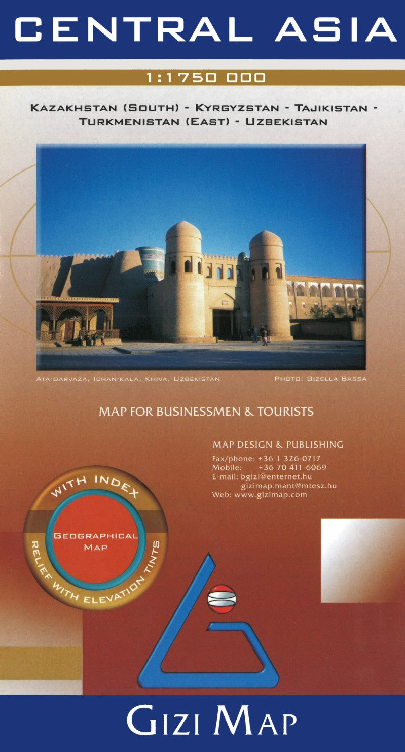 Central Asia : 1:1,750,000 : Kazakhstan (south) - Kyrgyzstan - Tajikistan - Turkmenistan (east) - Uzbekistan : geographical map