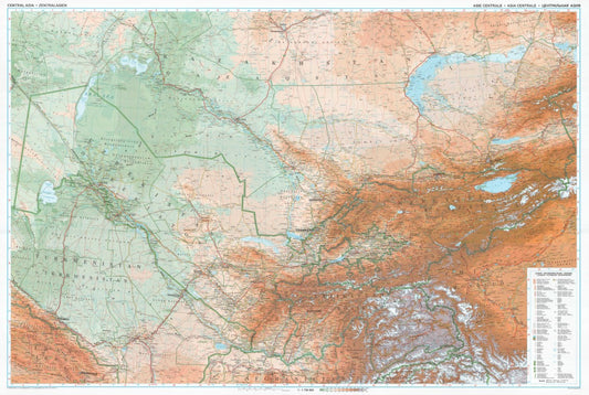 Asia, Central Geographical Wall Map