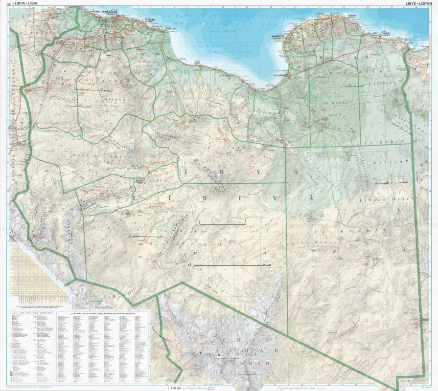 Libya 1:1,750,000 road map (flat)