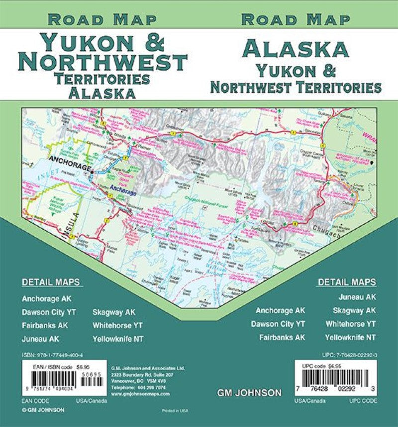 Alaska / Yukon / Northwest Territories, USA-Canada Road Map