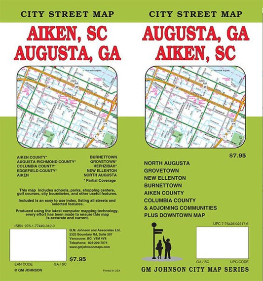 Augusta, GA : Aiken, SC : city street map = Aiken, SC : August, GA : city street map