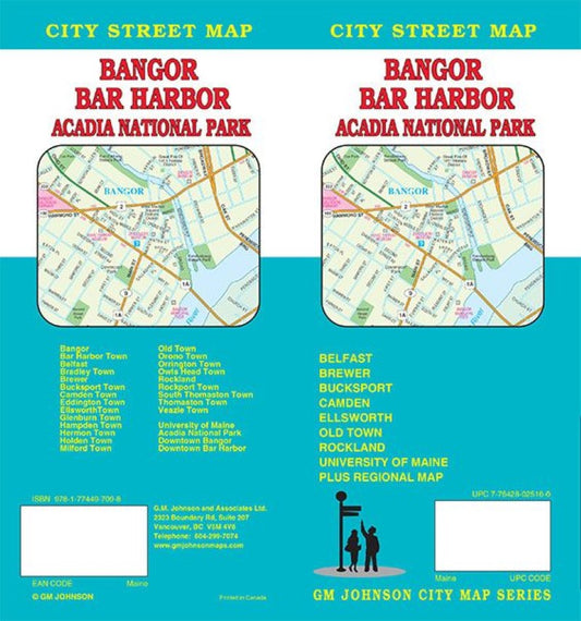 Bangor : Bar Harbor : Acadia National Park : city street map