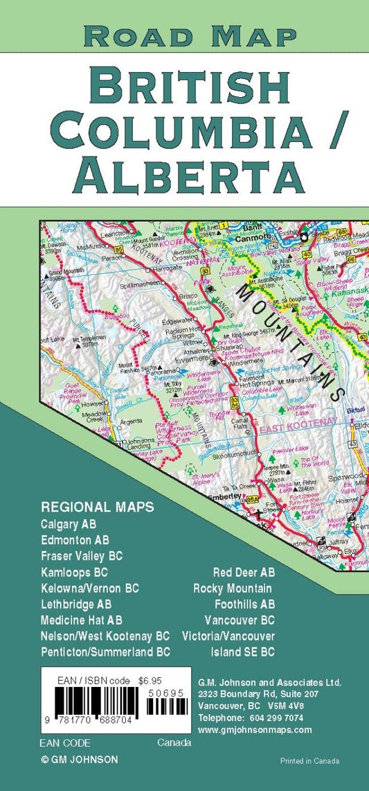 Alberta and British Columbia Road Map