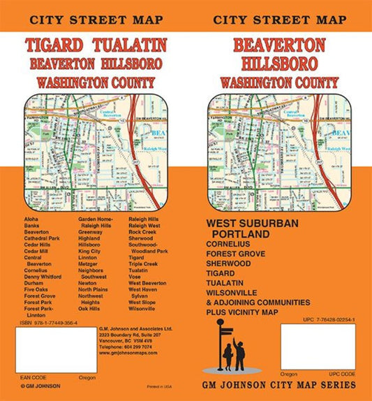 Beaverton : Hillsboro : Washington County : city street map = Tigard : Tualatin : Beaverton : Hillsboro : Washington County : city street map