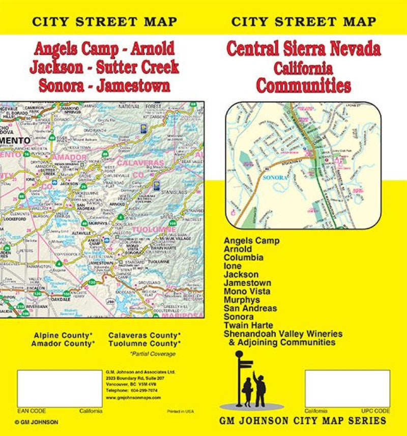 Central Sierra Nevada Communities, California Street Map
