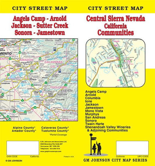 Central Sierra Nevada Communities, California Street Map