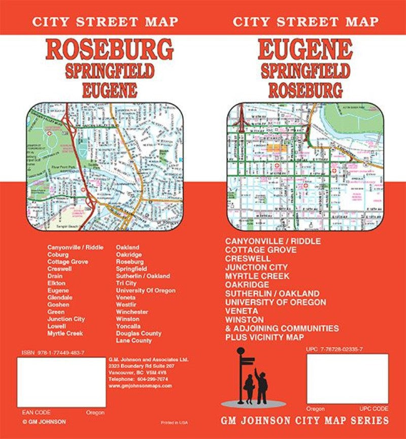 Eugene : Springfield : Roseburg : city street map = Roseburg : Springfield : Eugene : city street map