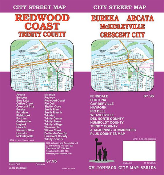 Eureka : Arcata : McKinleyville : Crescent City : city street map = Redwood Coast : city street map