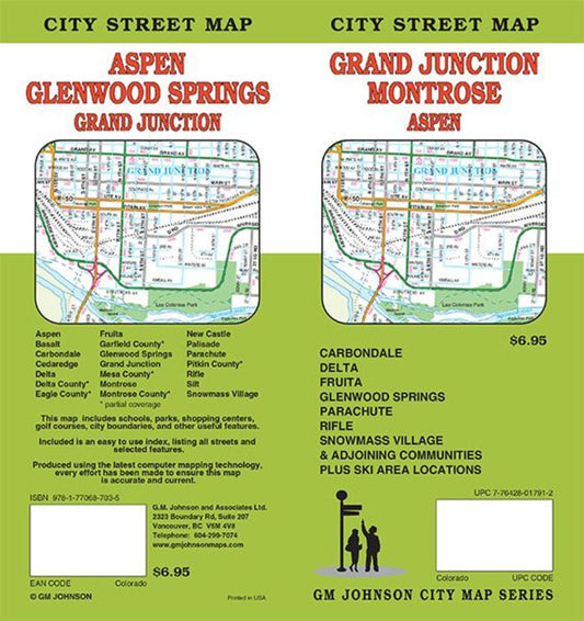 Grand Junction : Montrose : Aspen : city street map = Aspen : Glenwood Springs : Grand Junction : city street map