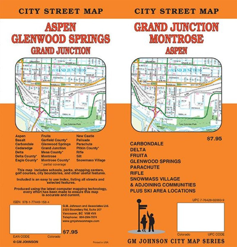 Grand Junction : Montrose : Aspen : city street map = Aspen : Glenwood Springs : Grand Junction : city street map