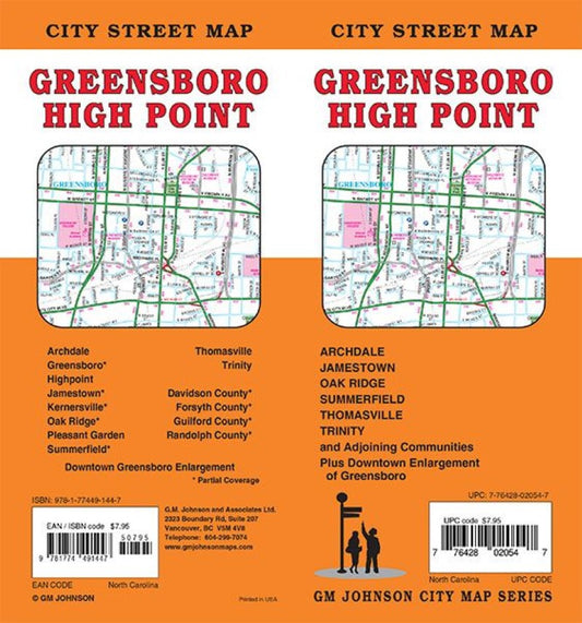 Greensboro / High Point, North Carolina City Street Map