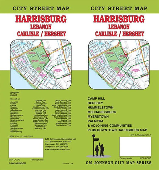 Harrisburg : Lebanon : Carlisle : city street map