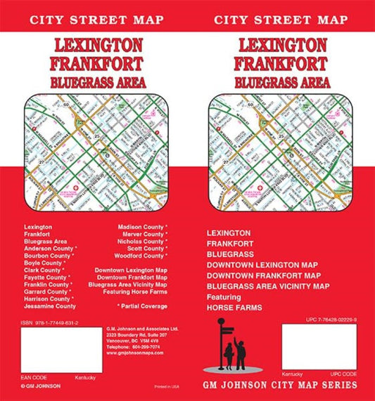 Lexington Frankfort Blue Grass Area Street Map
