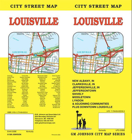 Louisville, Kentucky and New Albany, Indiana City Street Map