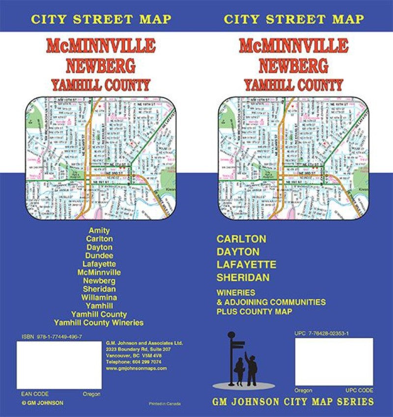 McMinnville : Newberg : Yamhill County : city street map = Oregon City : Wilsonville : Canby : city street map