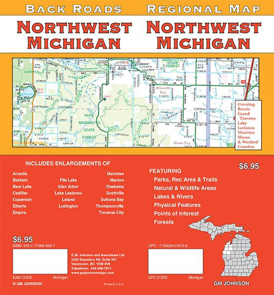 Northwest Michigan : regional map = Northwest Michigan : back roads