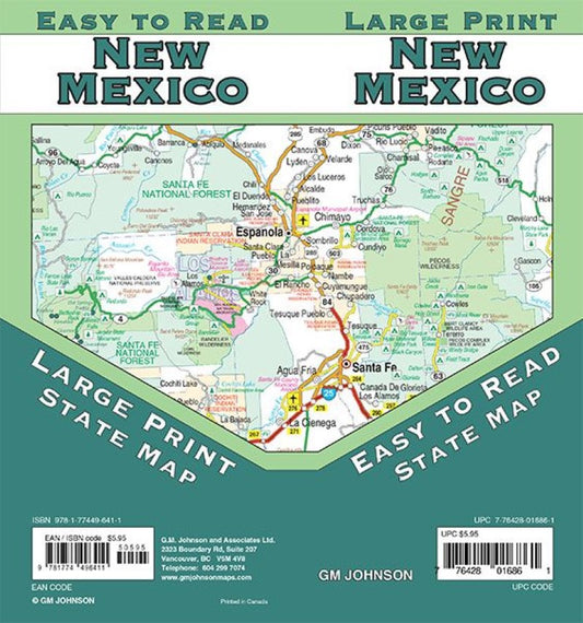New Mexico Large Print State Map