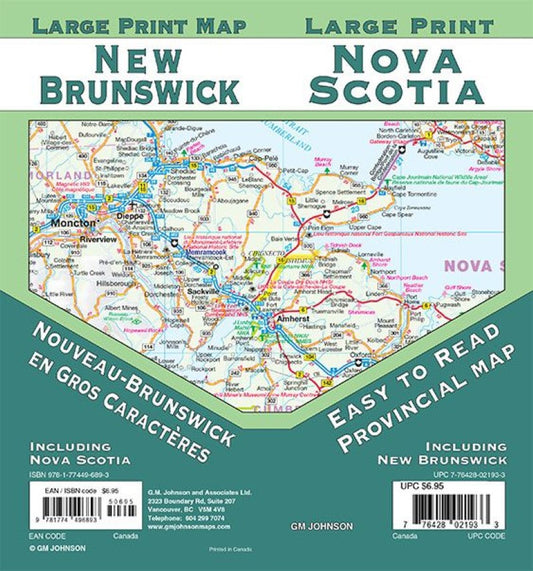 New Brunswick / Nova Scotia Large Print, New Brunswick Province Map