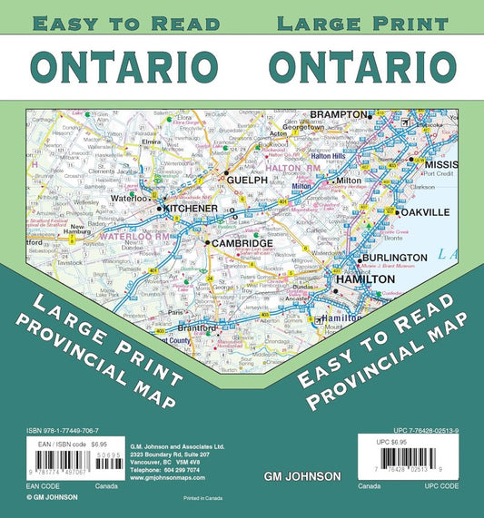 Ontario Large Print, Ontario Province Map