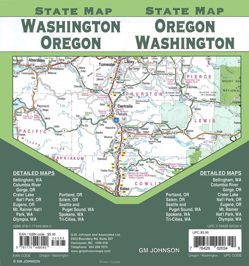 Oregon, Washington State Map