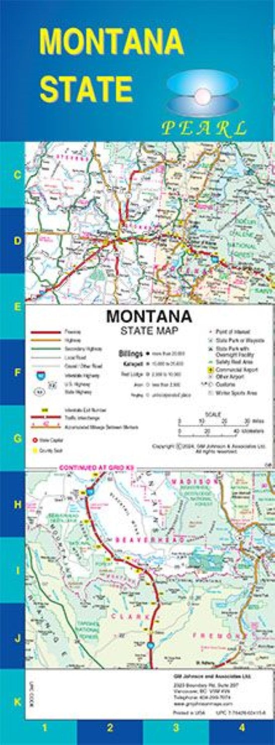 Montana, Pearl Map, laminated