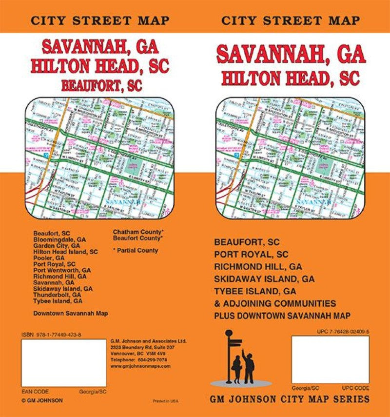 Savannah, GA : Hilton Head, SC : city street map