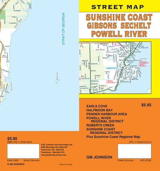 Sunshine Coast / Gibsons / Sechelt / Powell River, British Columbia Street Map