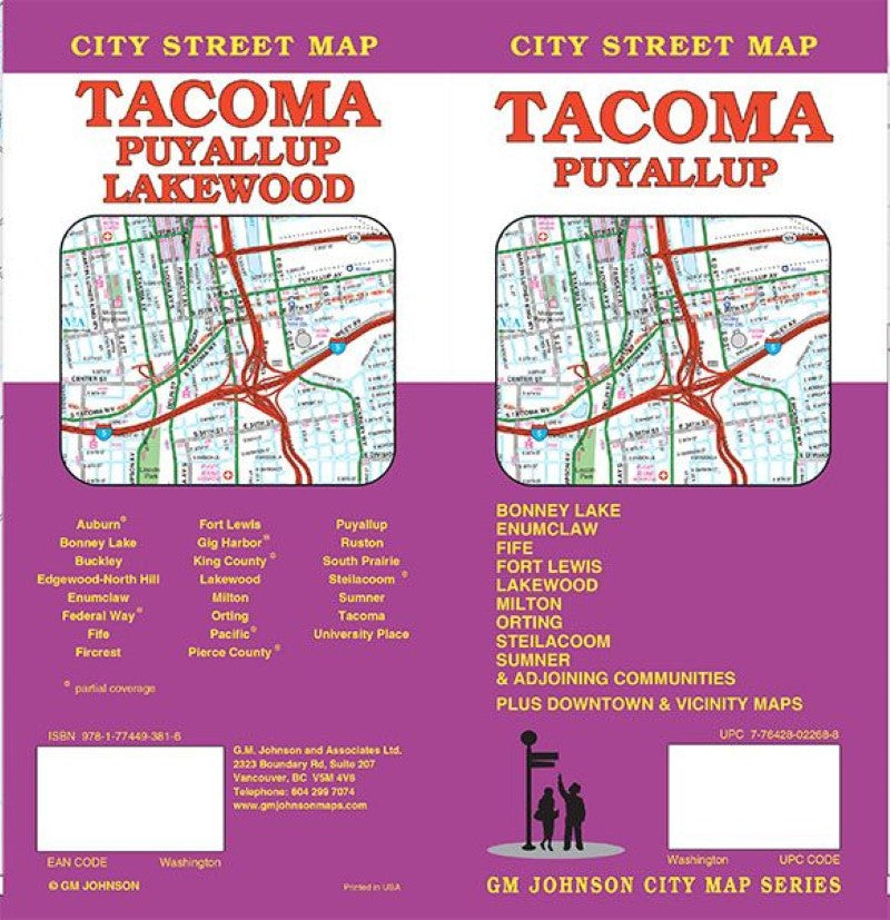 Tacoma and Puyallup, Washington City Street Map