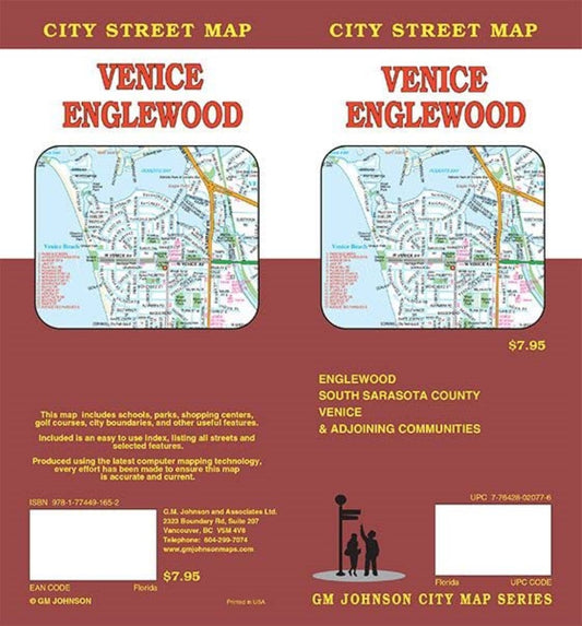 Venice and Englewood, FL, Folded Street Map