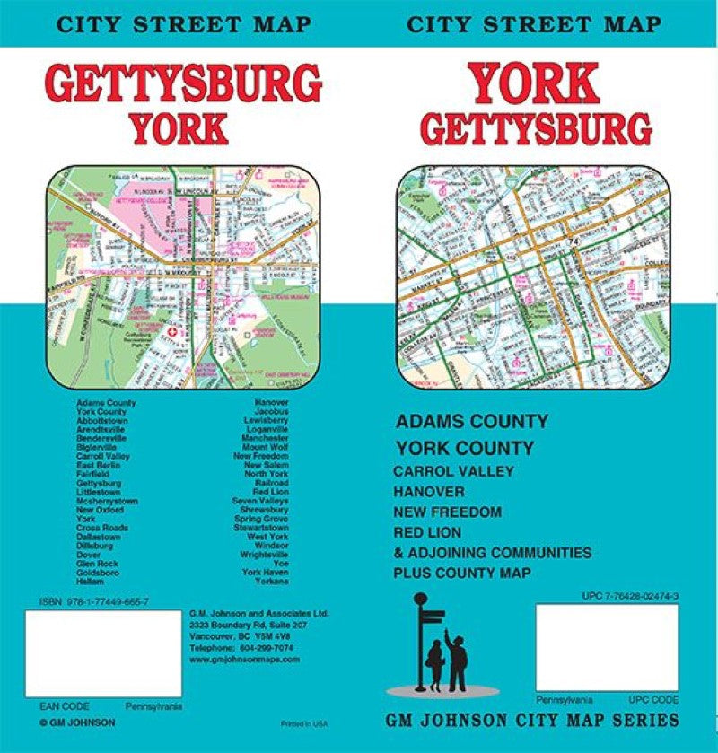 York / Gettysburg, Pennsylvania City Street Map
