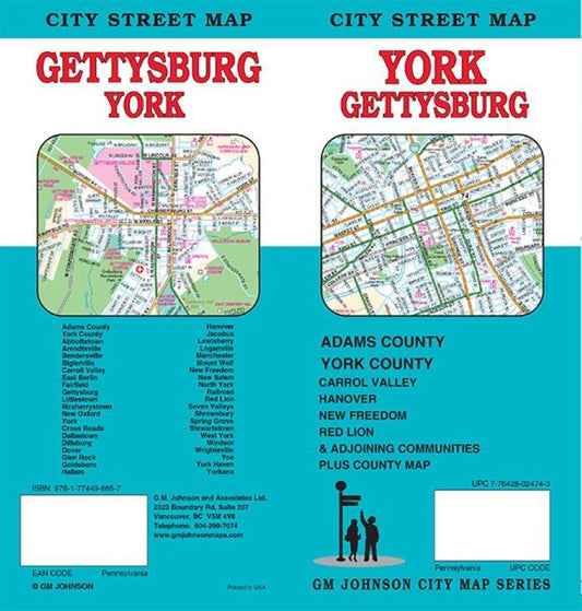 York / Gettysburg, Pennsylvania City Street Map