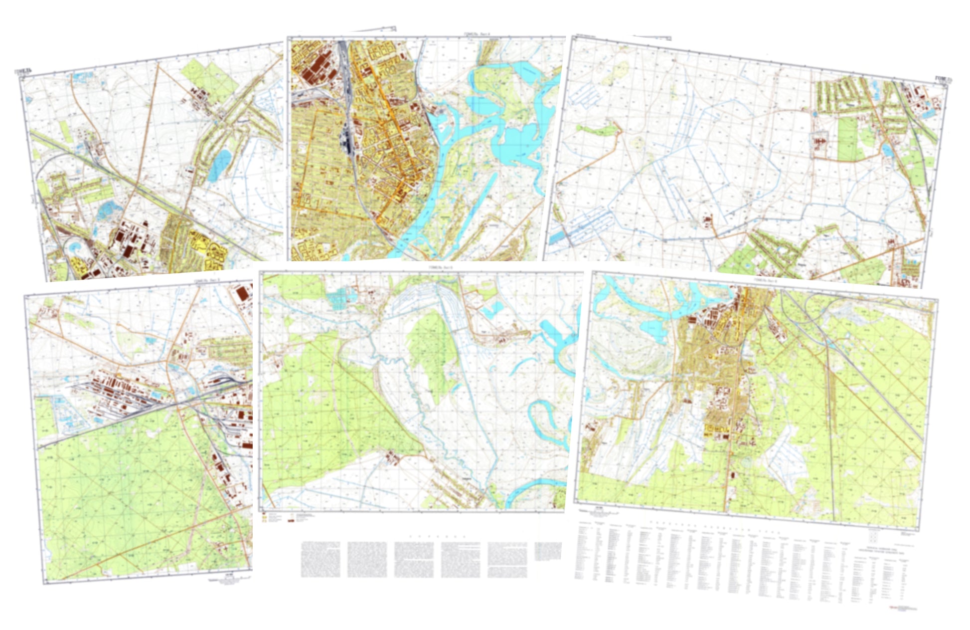 Gomel (Belarus) 6-Sheet Map Set - Soviet Military City Plans