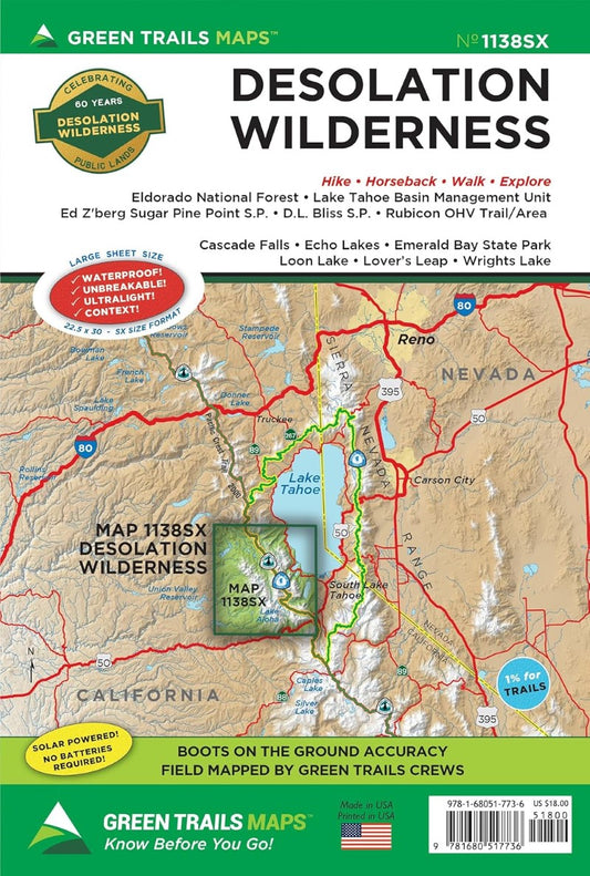 Desolation Wilderness, CA Trail Map