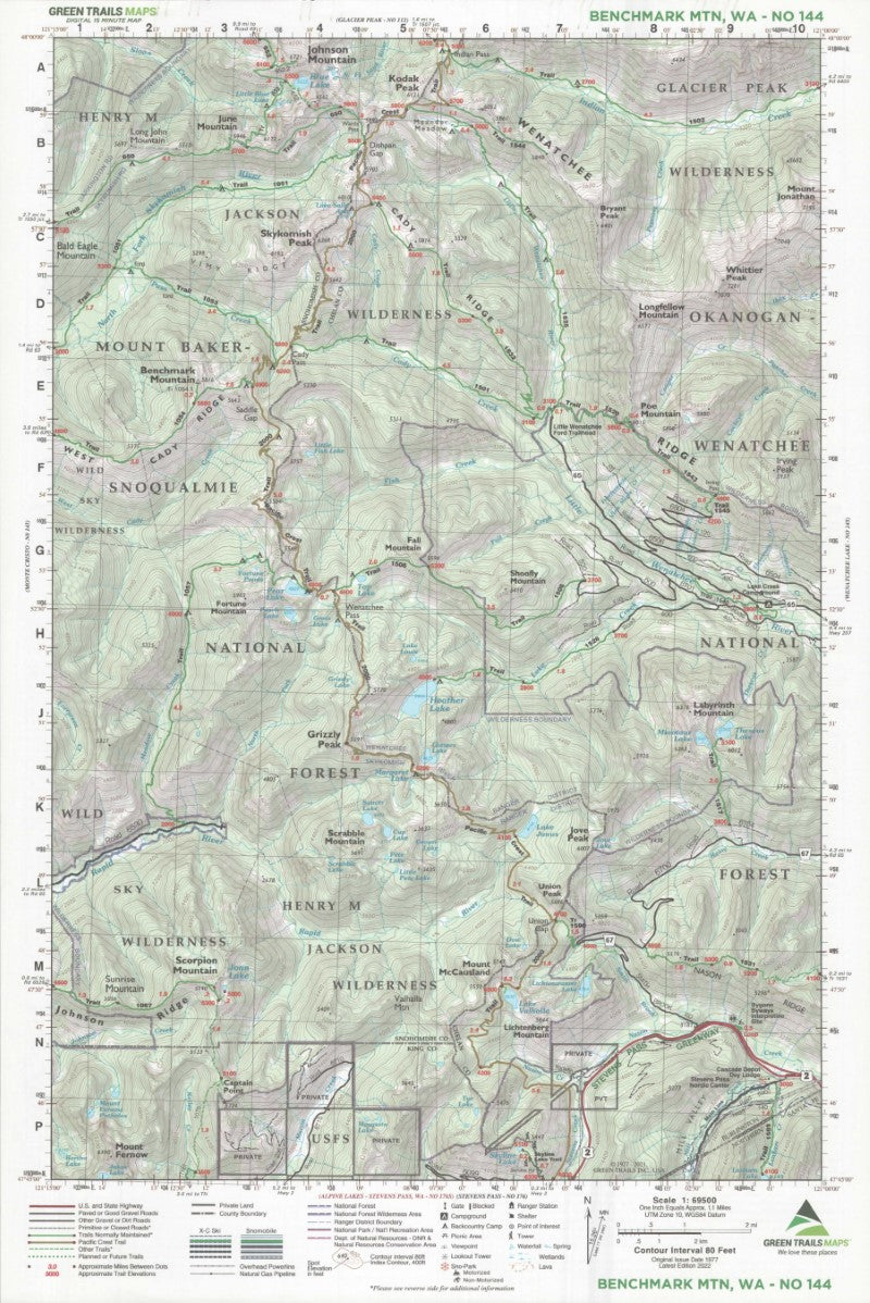 Benchmark Mountain, WA No. 144 Trail Map