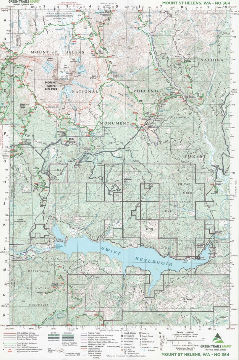 Mount St. Helens, WA No. 364 Flat Map