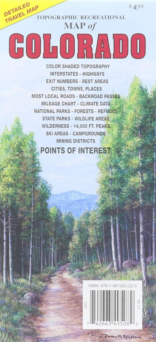 Topographic recreational map of Colorado